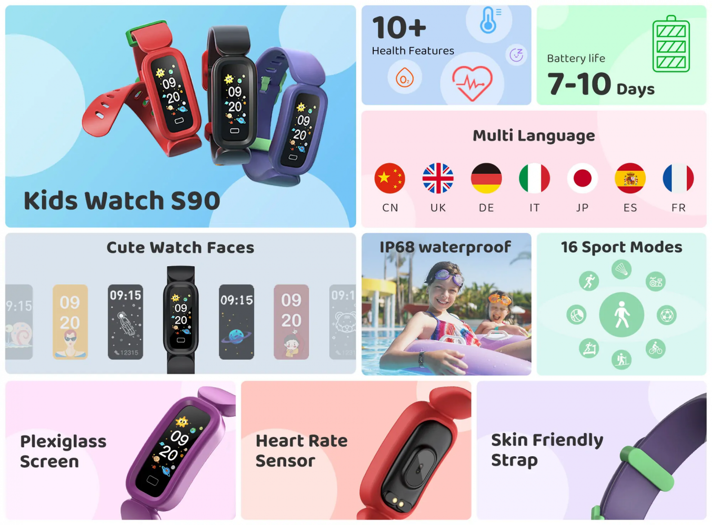 S90 Smart Bracelet for Kids - Learning & Activity Tracker